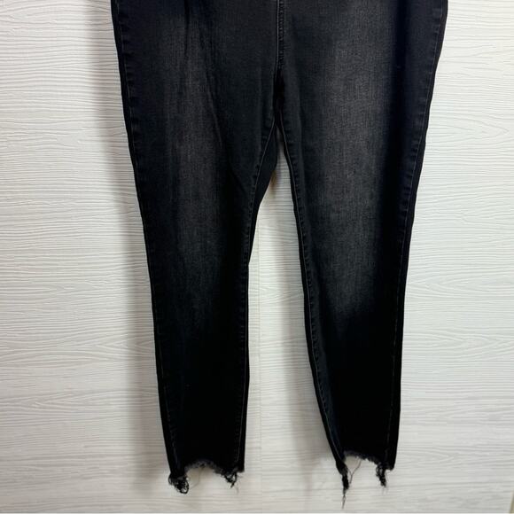 RISEN Elastic Banded Frayed Skinny Black Jeans 1X - Picture 4 of 10